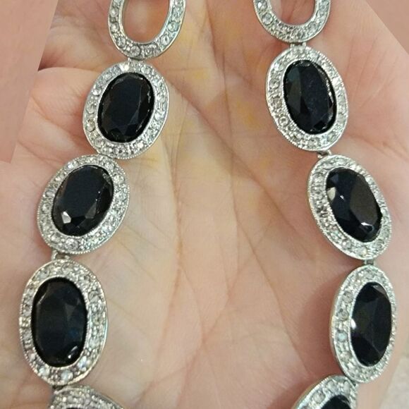 Elegant #Monet Silver Rhodium Black Onyx Oval Rhinestones 3 Pc Set #NWOT - Picture 6 of 16